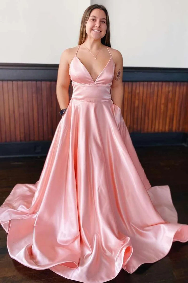 Simple Classic Empire-Waist Sleeveless A-Line Long Prom Formal Dress ﻿