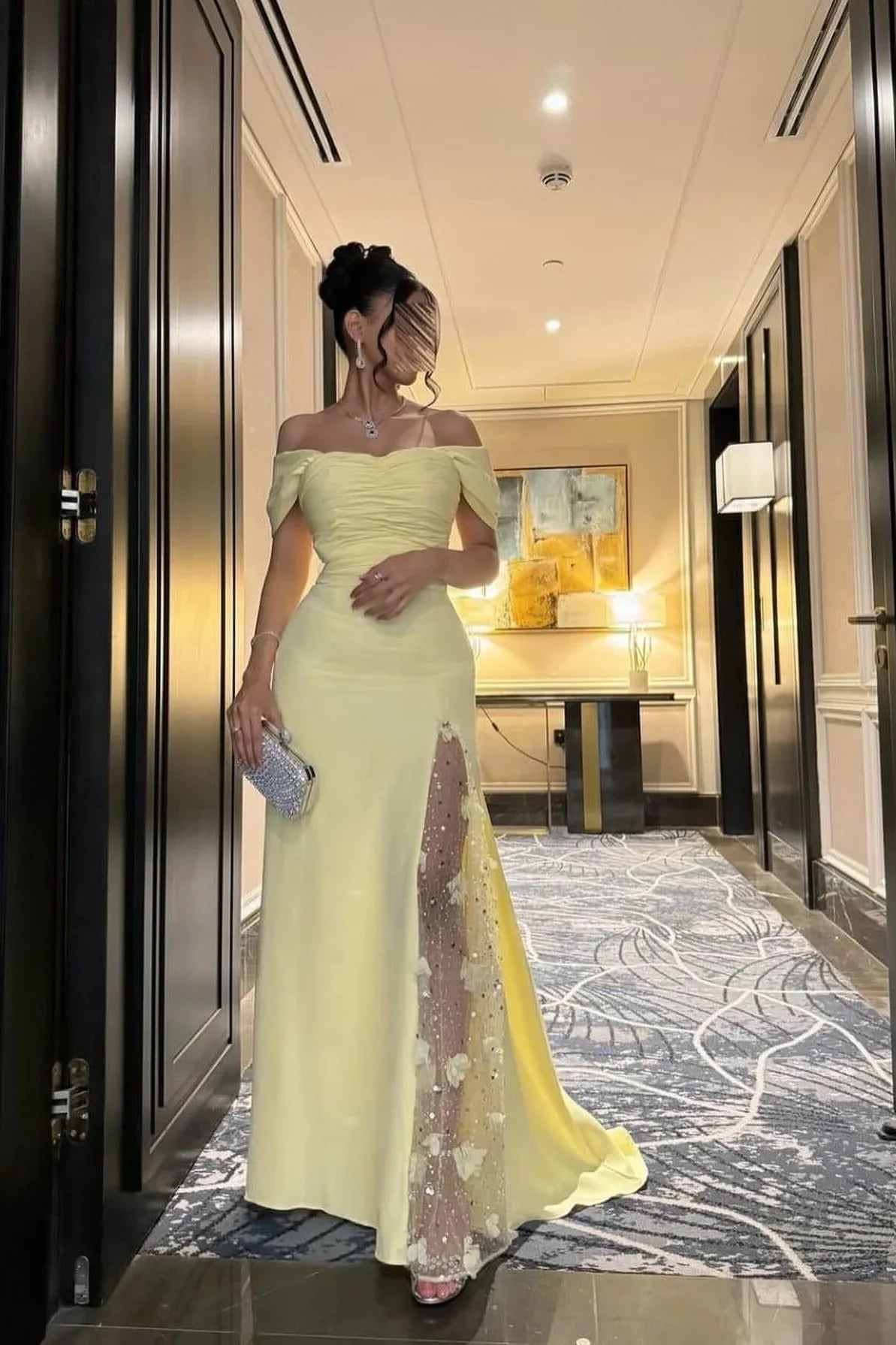 DingJiDress Elegant Mermaid Off the Shoulder with Split Front Exquisite Prom Dress