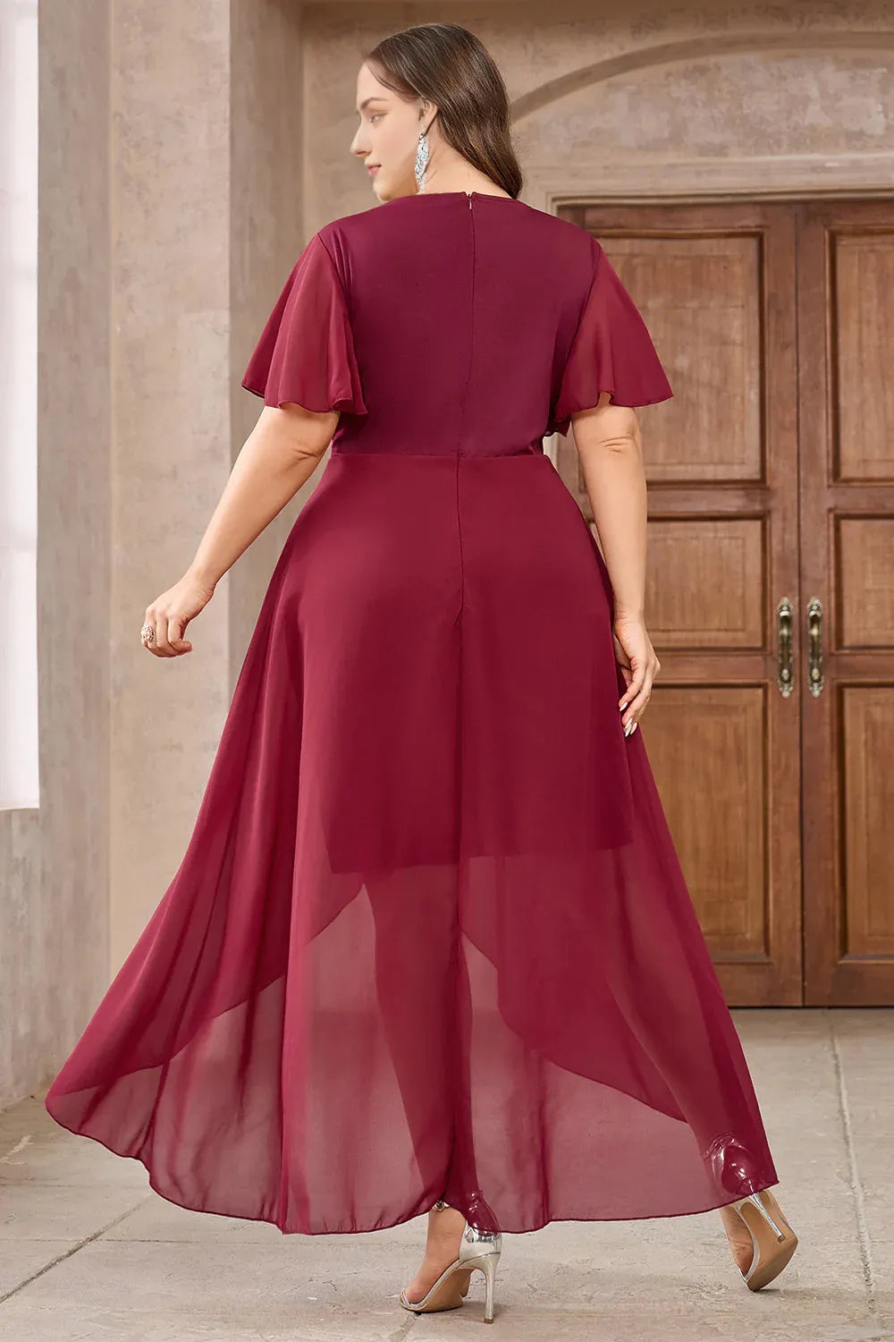 Burgundy A Line Mother Of The Bride Dress with Appliques