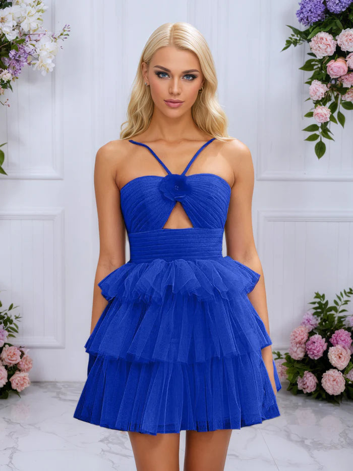 Mist Sleeveless Tulle Layers Homecoming Dress