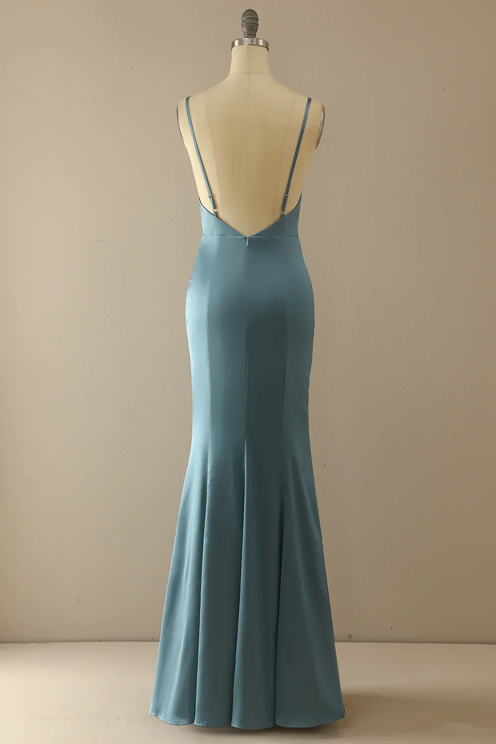 DingJiDress Mermaid Blue V Neck Long Prom Dress