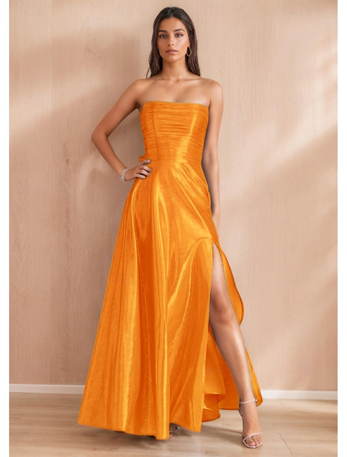 A-Line Prom Dresses Elegant Dress Formal Evening Party Floor Length Sleeveless Off Shoulder Polyester with Bow(s) Ruched Slit