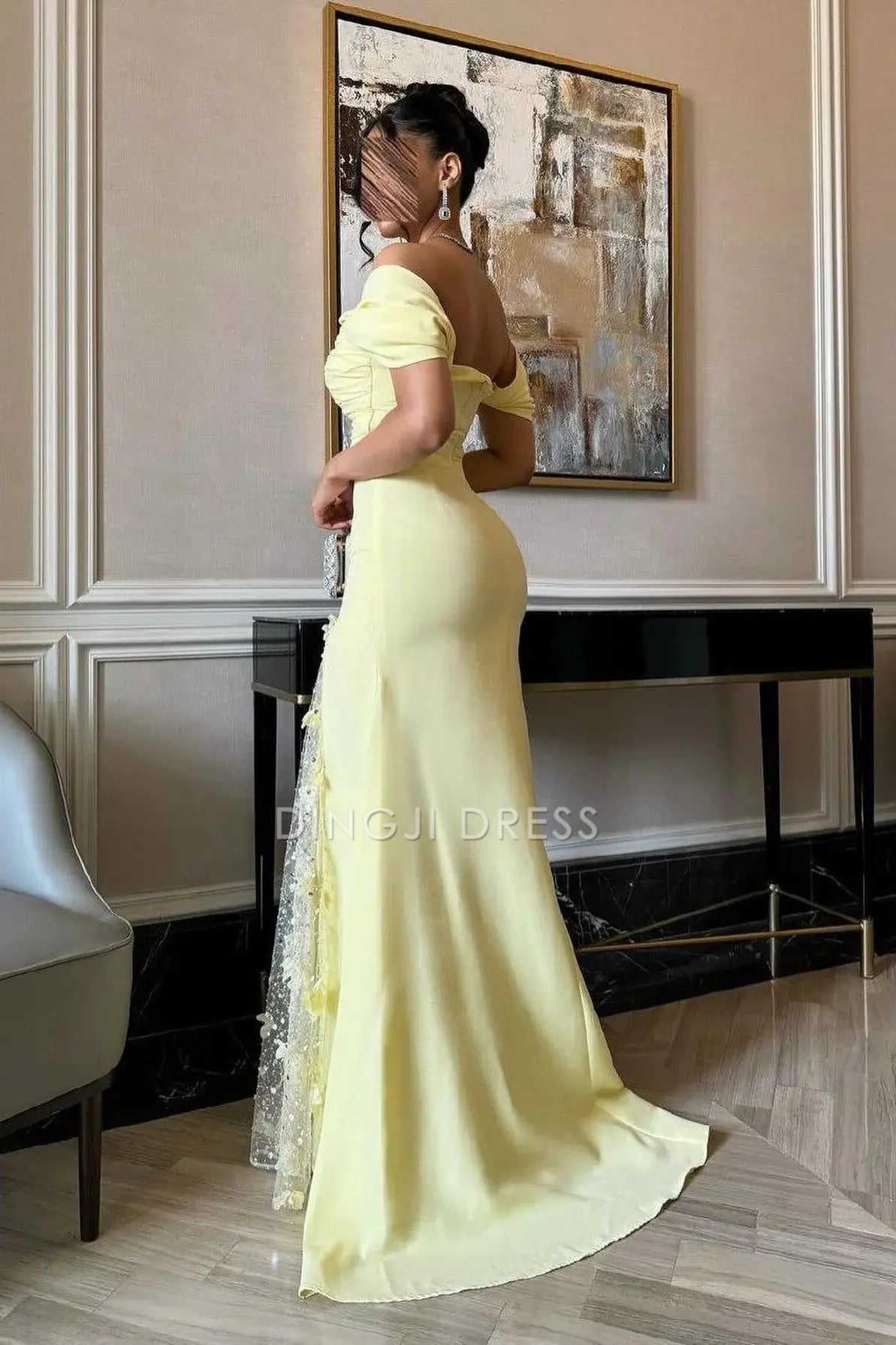 DingJiDress Elegant Mermaid Off the Shoulder with Split Front Exquisite Prom Dress