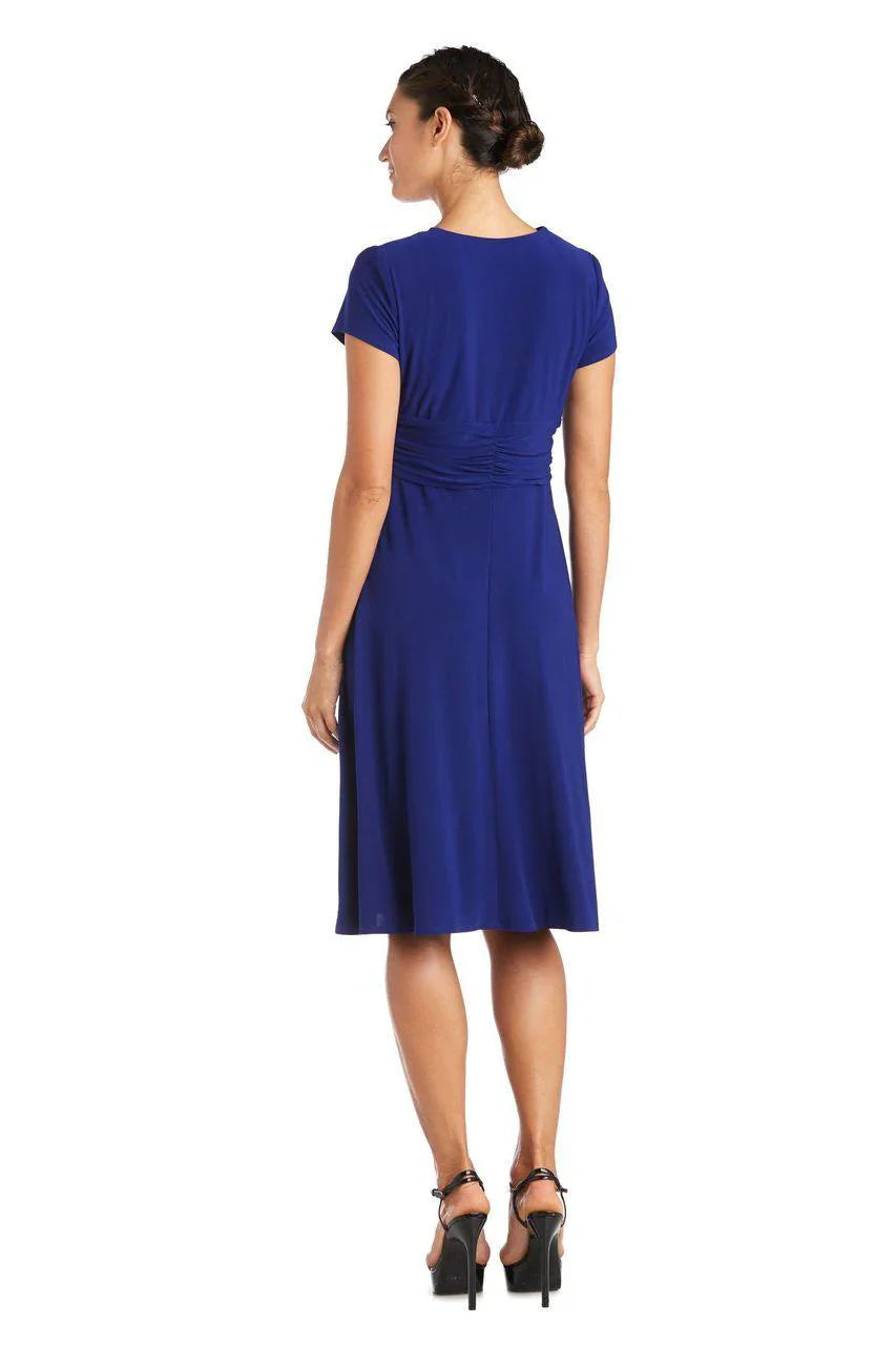 DingJiDress Evening Dress A Line Short Sleeve Ruched Knee-Length Beautiful Modest Mother Of The Bride Dress
