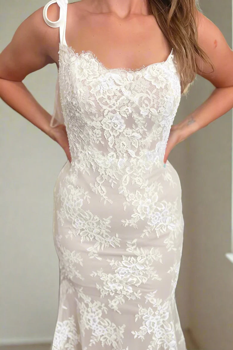 Straps Sweetheart Lace Mermaid Wedding Dress