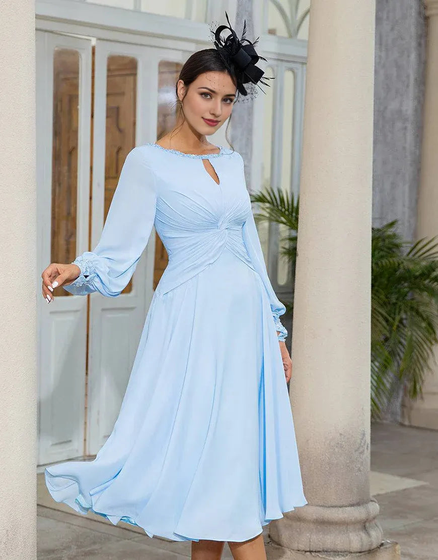 Sky Blue Chiffon Mother of the Bride Dress