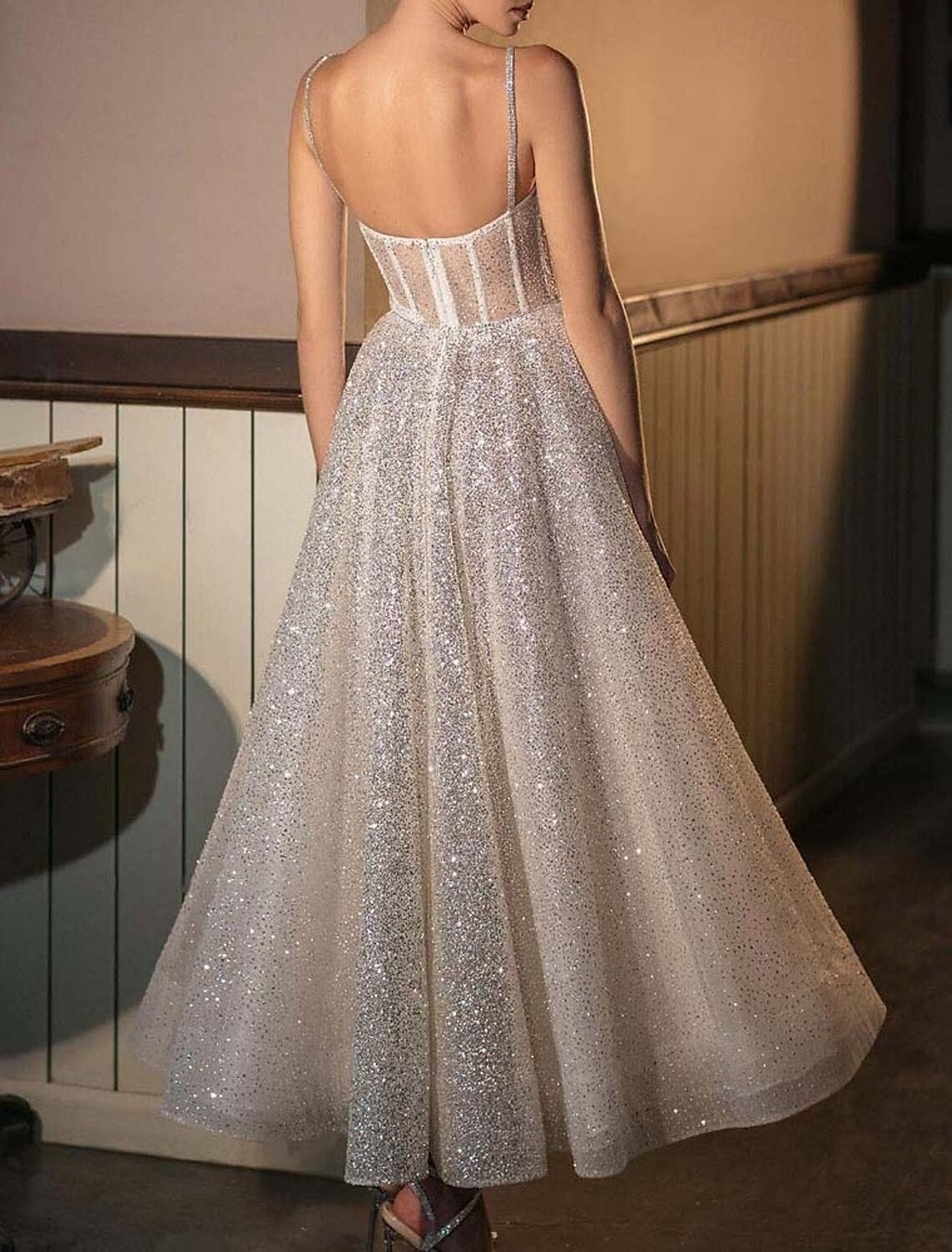 A-Line Cocktail Dresses Elegant Dress Cocktail Party Semi Formal Floor Length Sleeveless Sweetheart Polyester with Glitter