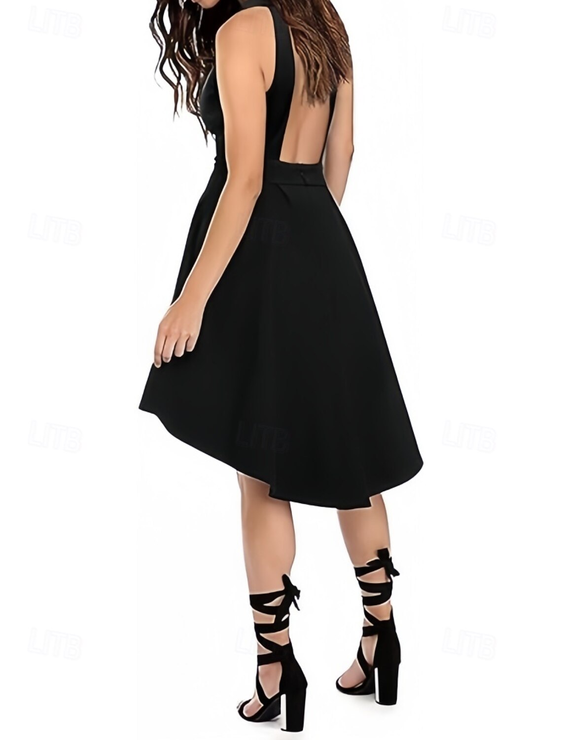 A-Line Wedding Guest Dresses High Low Dress Wedding Guest Homecoming Asymmetrical Sleeveless Crew Neck Fall Wedding Guest Stretch Crepe with Buttons