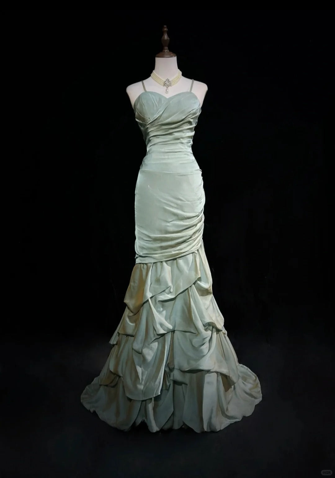 Green Mermaid Formal Dress Vintage Long Party Dress Evening Dress Prom Dresses