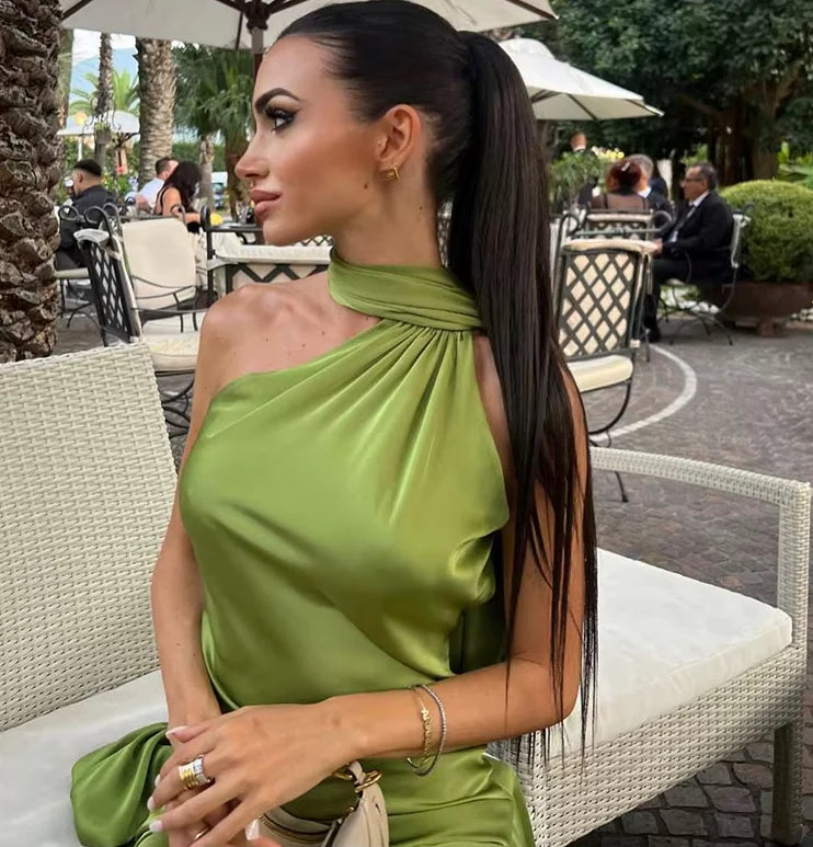 Casual Dresses Women Backless Sexy Satin Ribbon Sleeveless Elegant Lady Party Gown Long Evening Prom Dresses