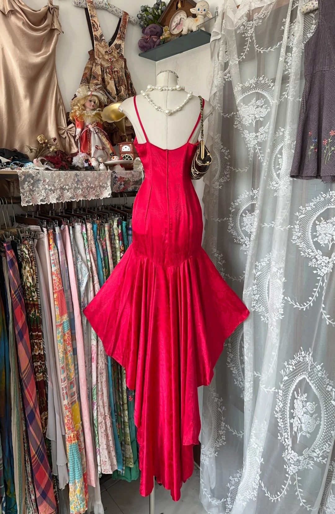 Red High Low Vintage Party Dress Evening Dress Prom Dresses