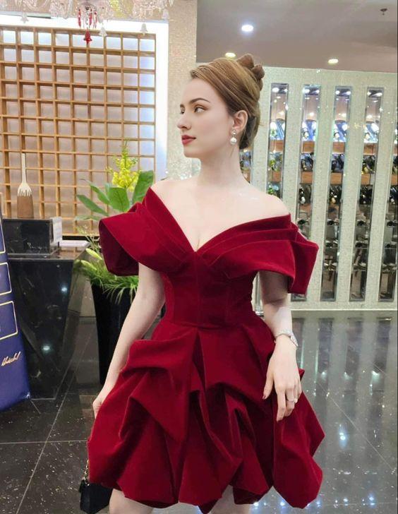 Off The Shoulder Homecoming Dresses Burgundy Prom Cocktail Party Gown