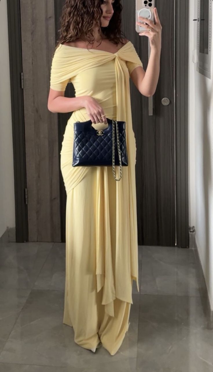 Yellow Mermaid Evening Dress Off Shoulder Prom Party Dress