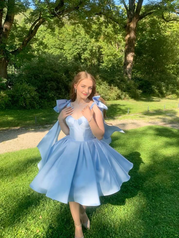 Straps Blue Evening Prom Dresses Homecoming Gowns