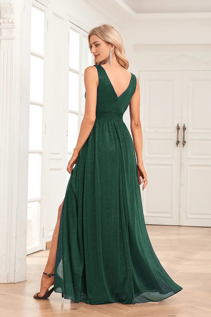 Sparkling Chiffon Sleeves Evening Dress