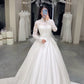 A Line Satin Lace Long Wedding Dress Bridal Gowns