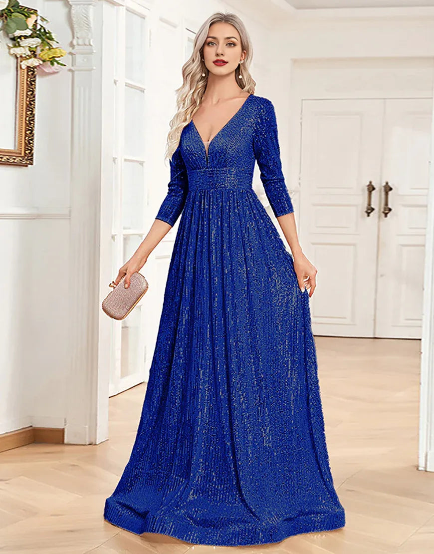 A-Line Glitter Long Mother of the Bride Dress with