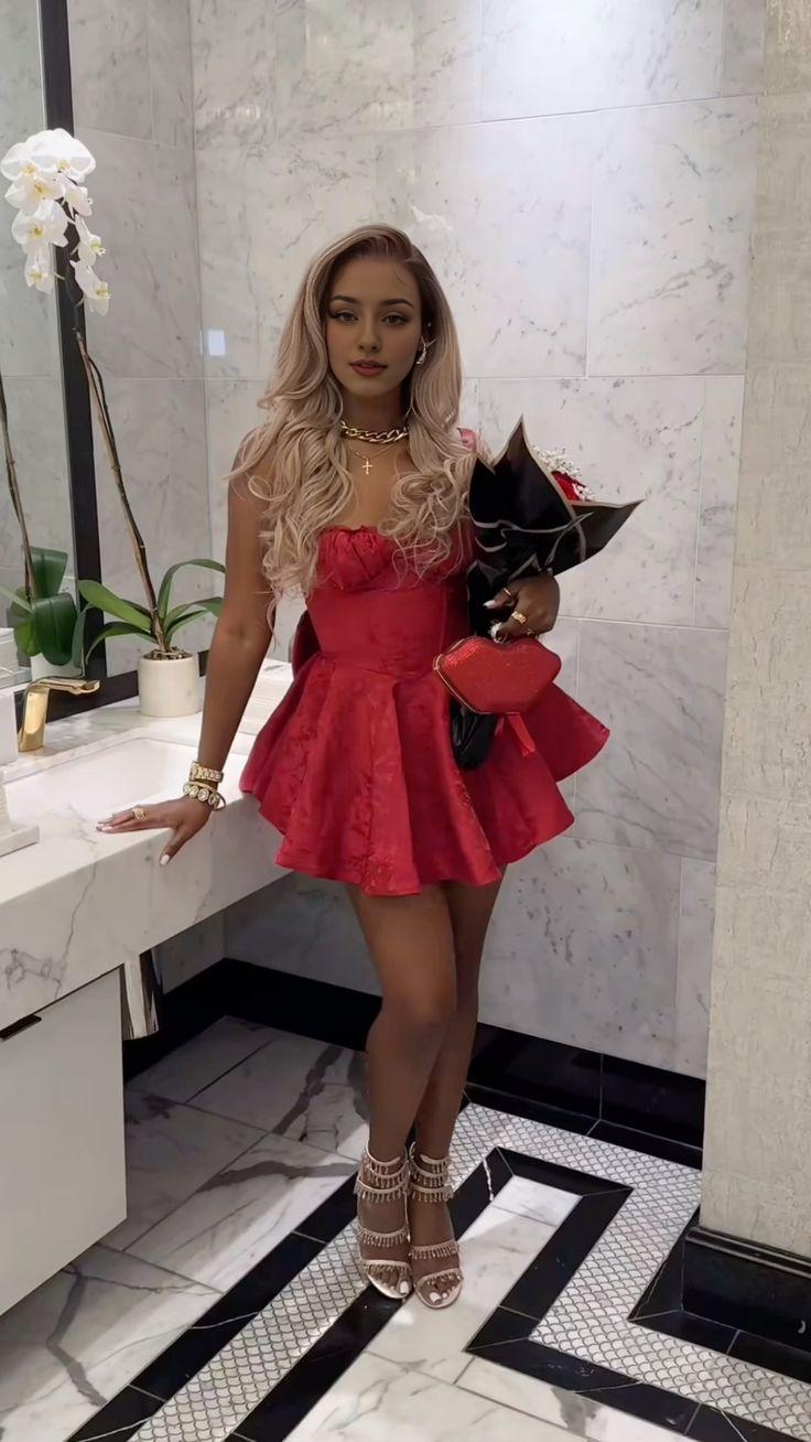 Red Short Prom Party Dress Homecoming Dress