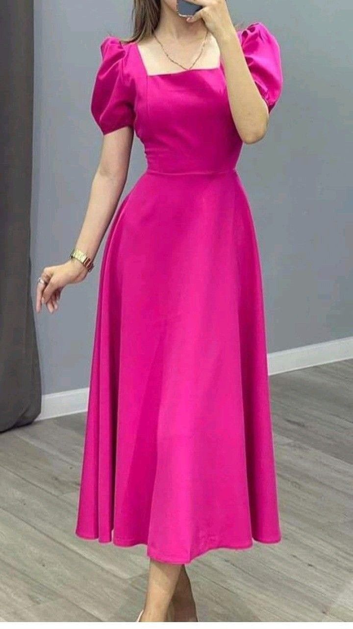 Hot Pink Satin Prom Dress Formal Evening Dress