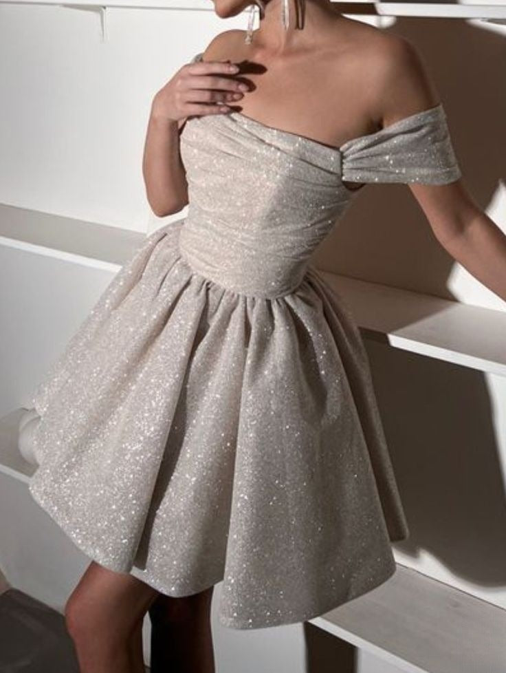 Off Shoulder Sequin Short Evening Prom Dresses Homecoming Gowns