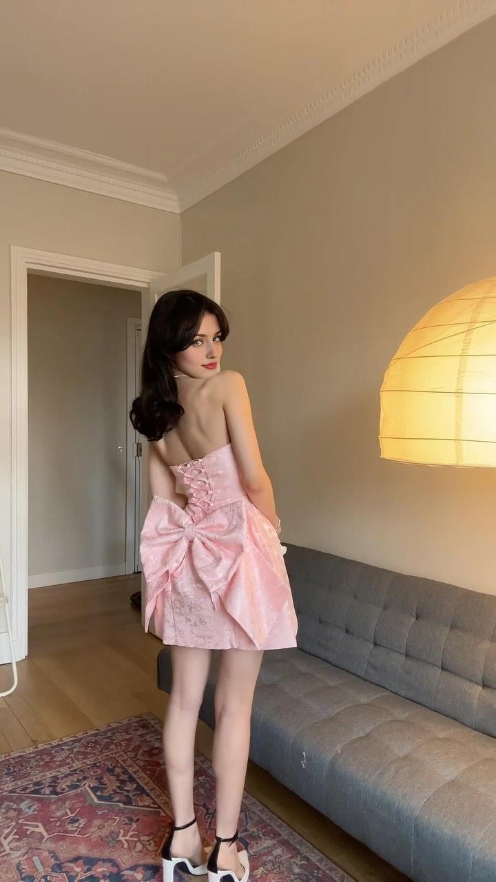 Pink Strapless Short Party Dress Homecoming Dress