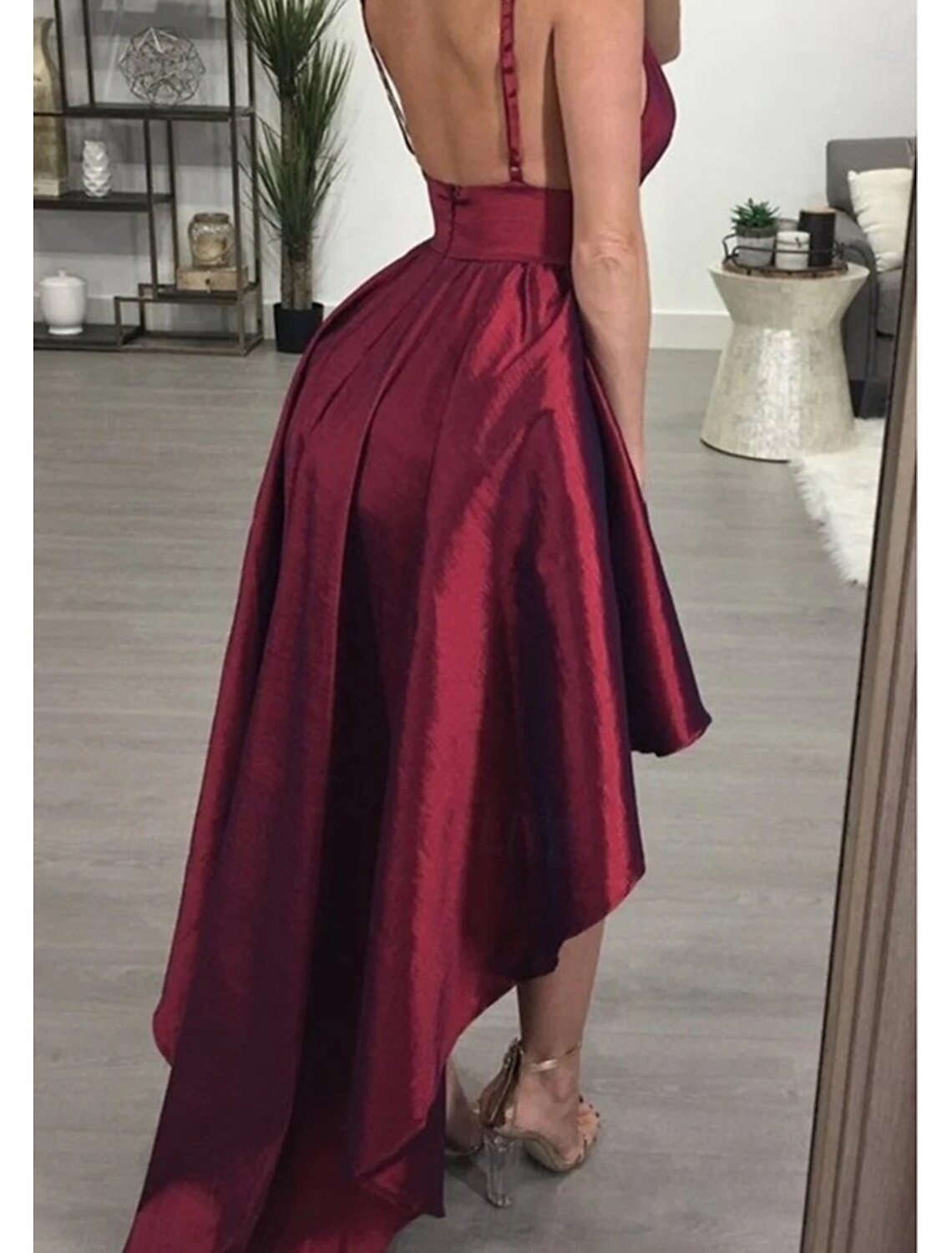 A-Line Homecoming Dresses Sparkle & Shine Dress Homecoming Graduation Asymmetrical Sleeveless V Neck Belt / Sash Cotton Backless with Glitter