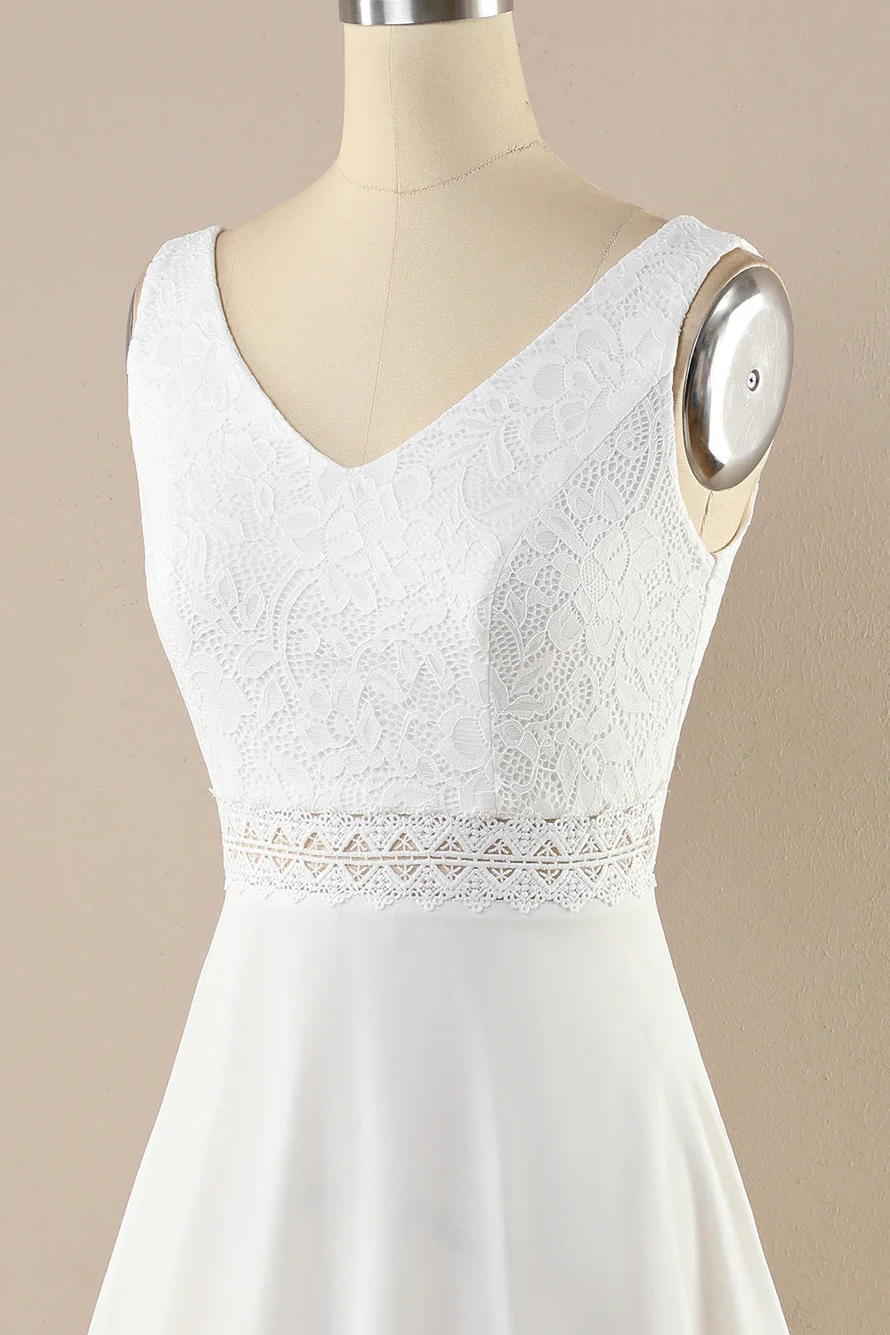 DingJiDress Lace Chiffon Cute Short White Graduation Dress