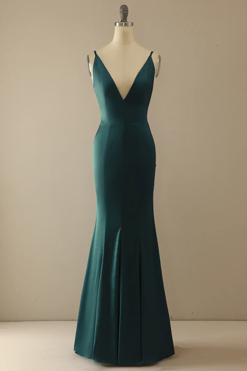 DingJiDress Mermaid Blue V Neck Long Prom Dress