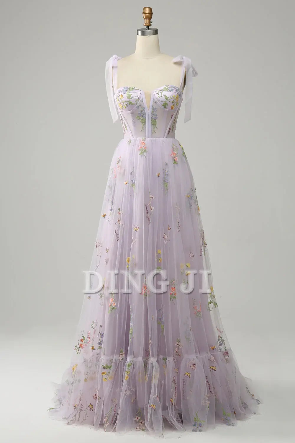 DingJiDress Prom Dress A Line Spaghetti Straps Corset Long Embroidery Formal Women's Dresses Wedding Guests Dresses