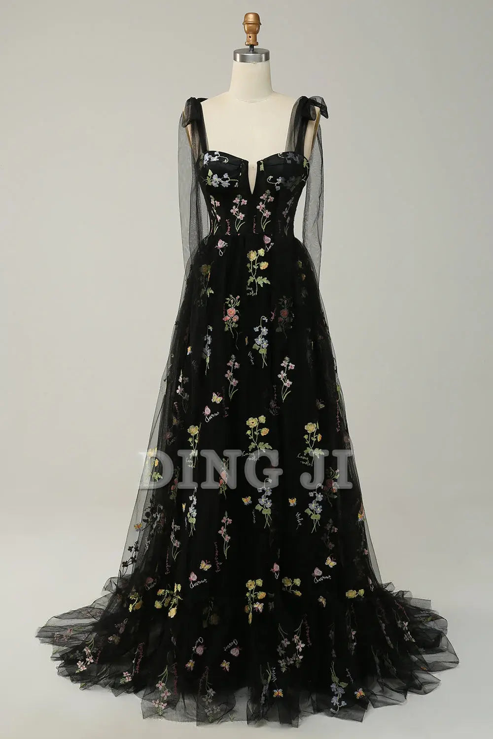 DingJiDress Prom Dress A Line Spaghetti Straps Corset Long Embroidery Formal Women's Dresses Wedding Guests Dresses