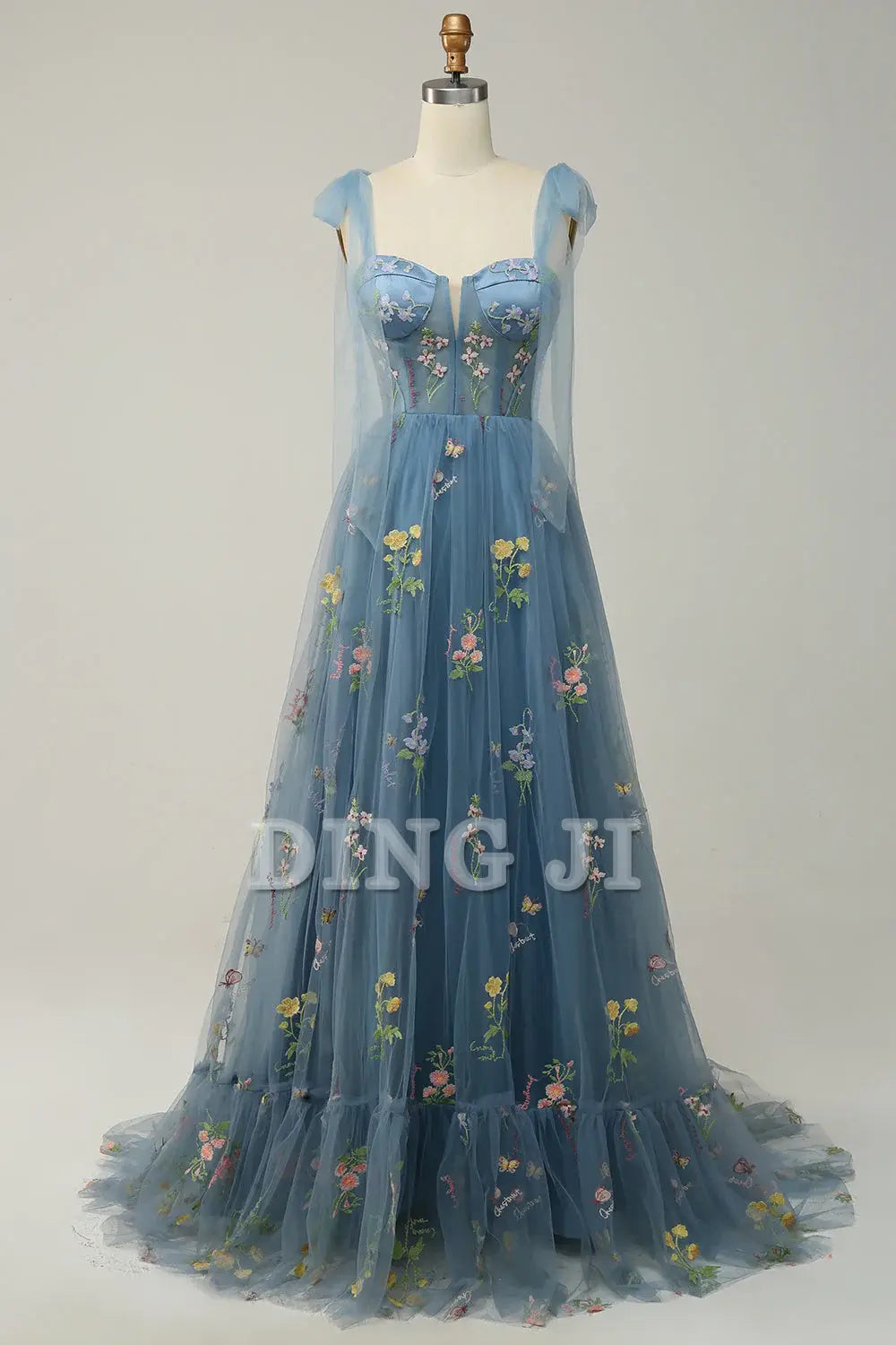 DingJiDress Prom Dress A Line Spaghetti Straps Corset Long Embroidery Formal Women's Dresses Wedding Guests Dresses