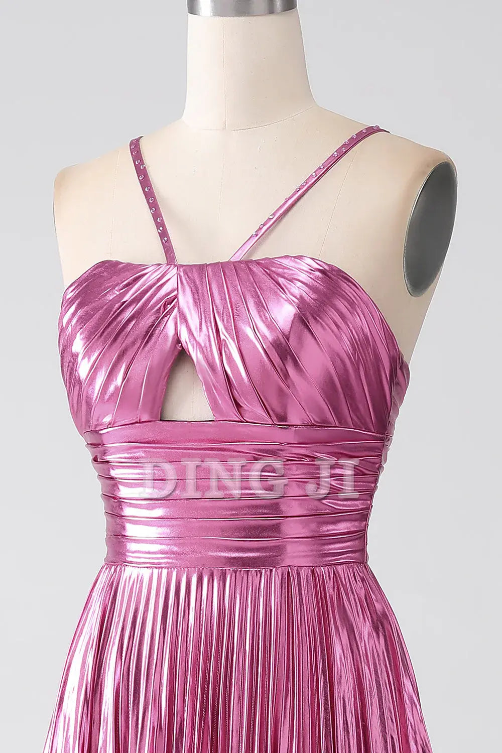 DingJiDress Prom Dress A-Line Spaghetti Straps Pleated Side Fork Backless Sparkly Formal Women's Dresses Wedding Guests Dresses