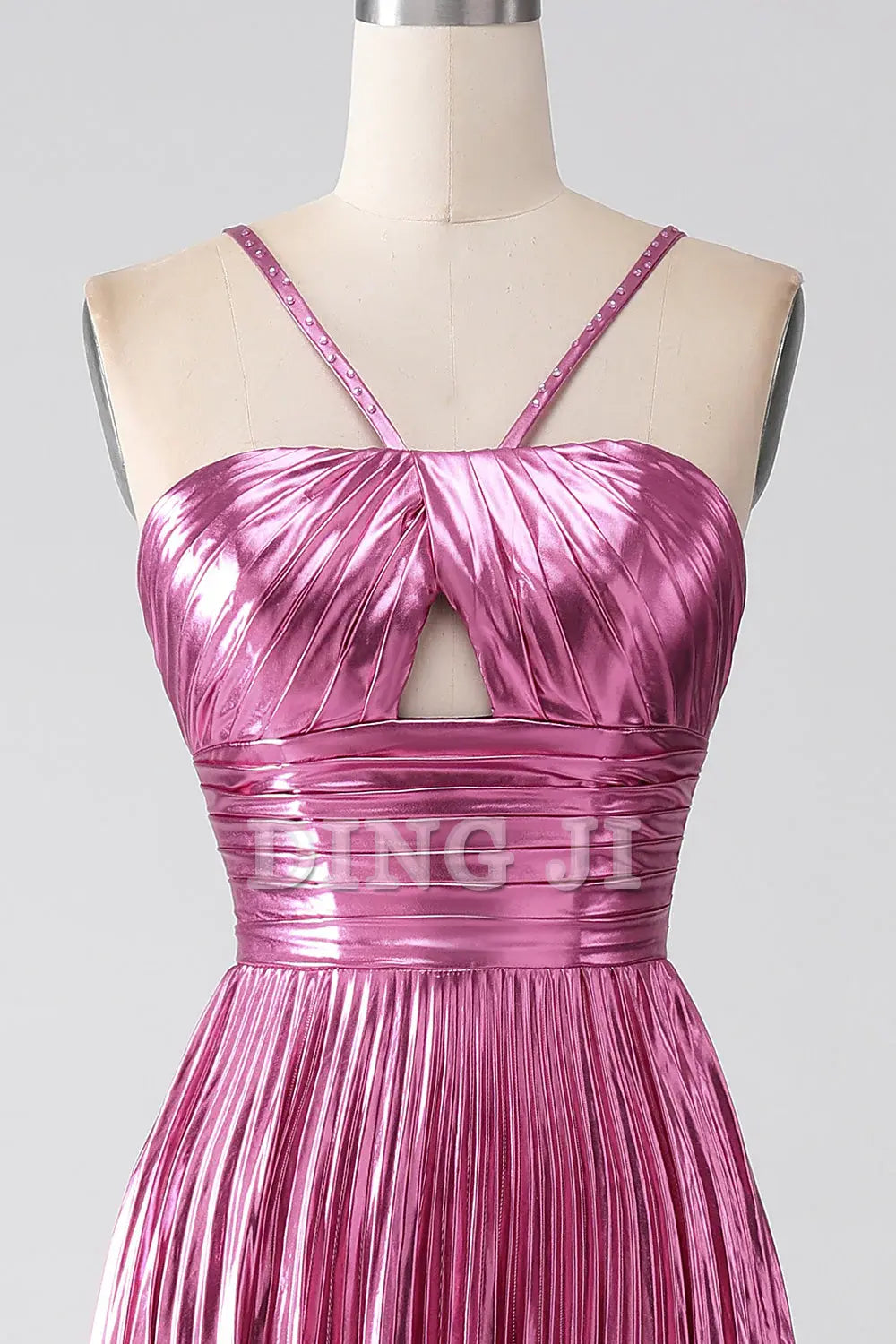 DingJiDress Prom Dress A-Line Spaghetti Straps Pleated Side Fork Backless Sparkly Formal Women's Dresses Wedding Guests Dresses