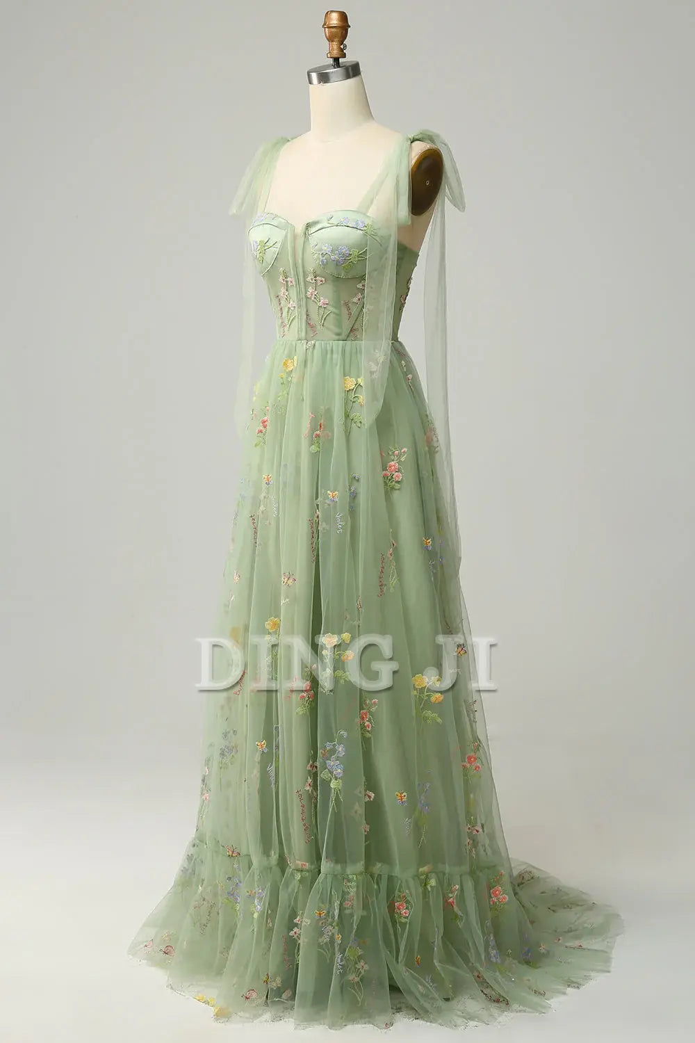 DingJiDress Prom Dress A Line Spaghetti Straps Corset Long Embroidery Formal Women's Dresses Wedding Guests Dresses