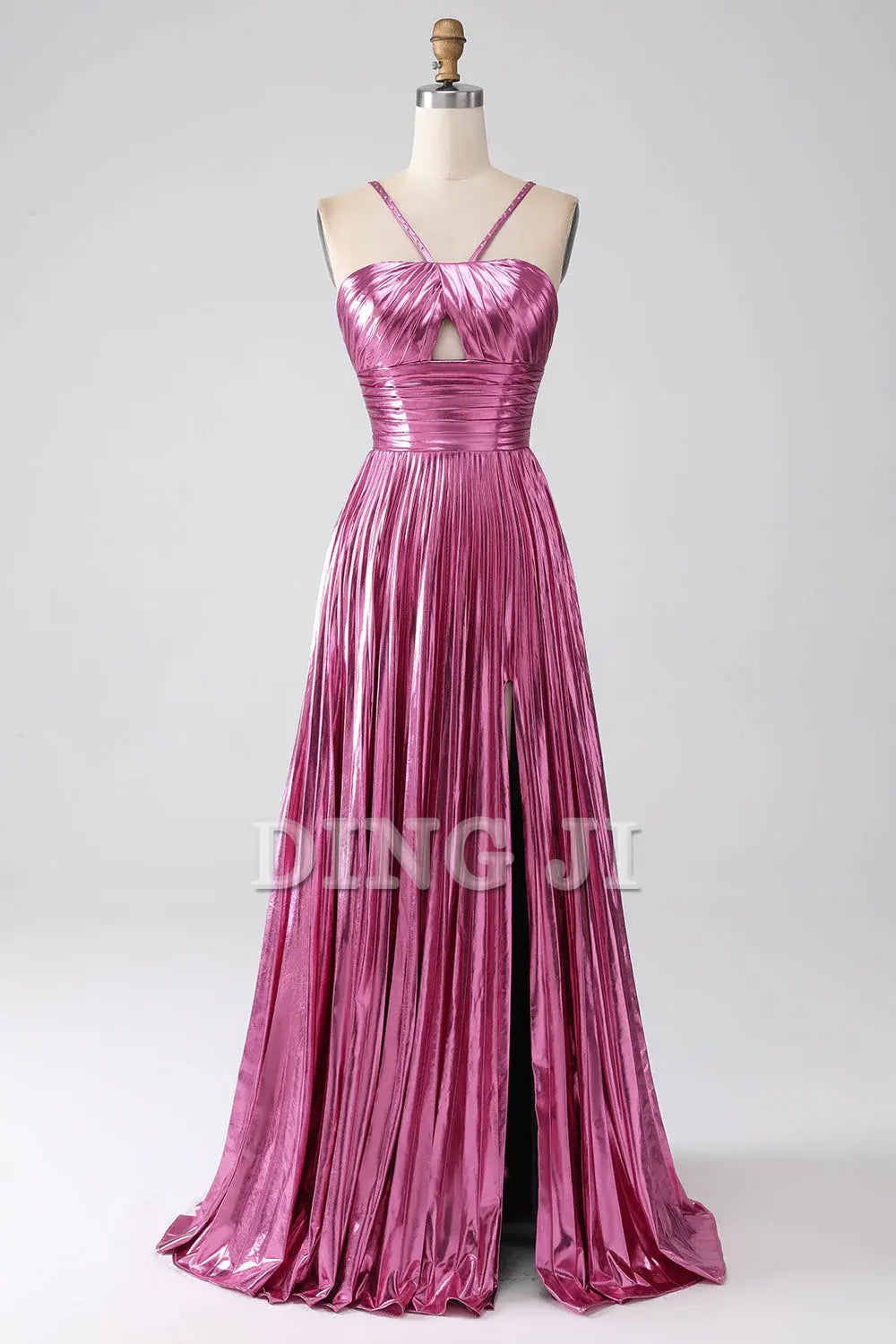 DingJiDress Prom Dress A-Line Spaghetti Straps Pleated Side Fork Backless Sparkly Formal Women's Dresses Wedding Guests Dresses