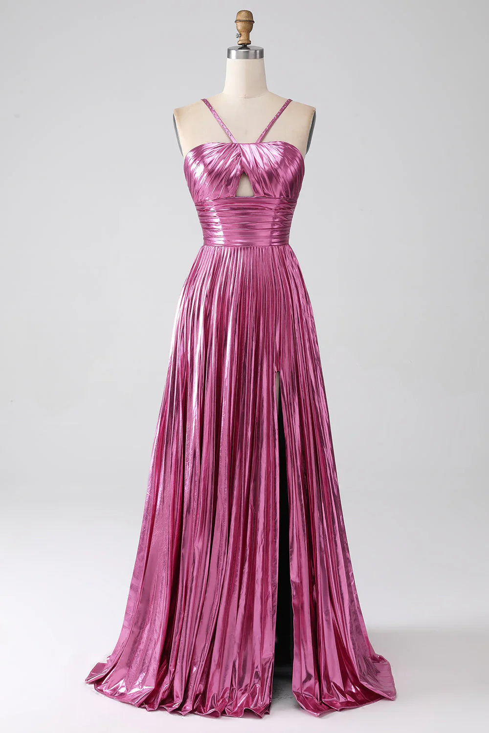 DingJiDress Prom Dress A-Line Spaghetti Straps Pleated Side Fork Backless Sparkly Formal Women's Dresses Wedding Guests Dresses