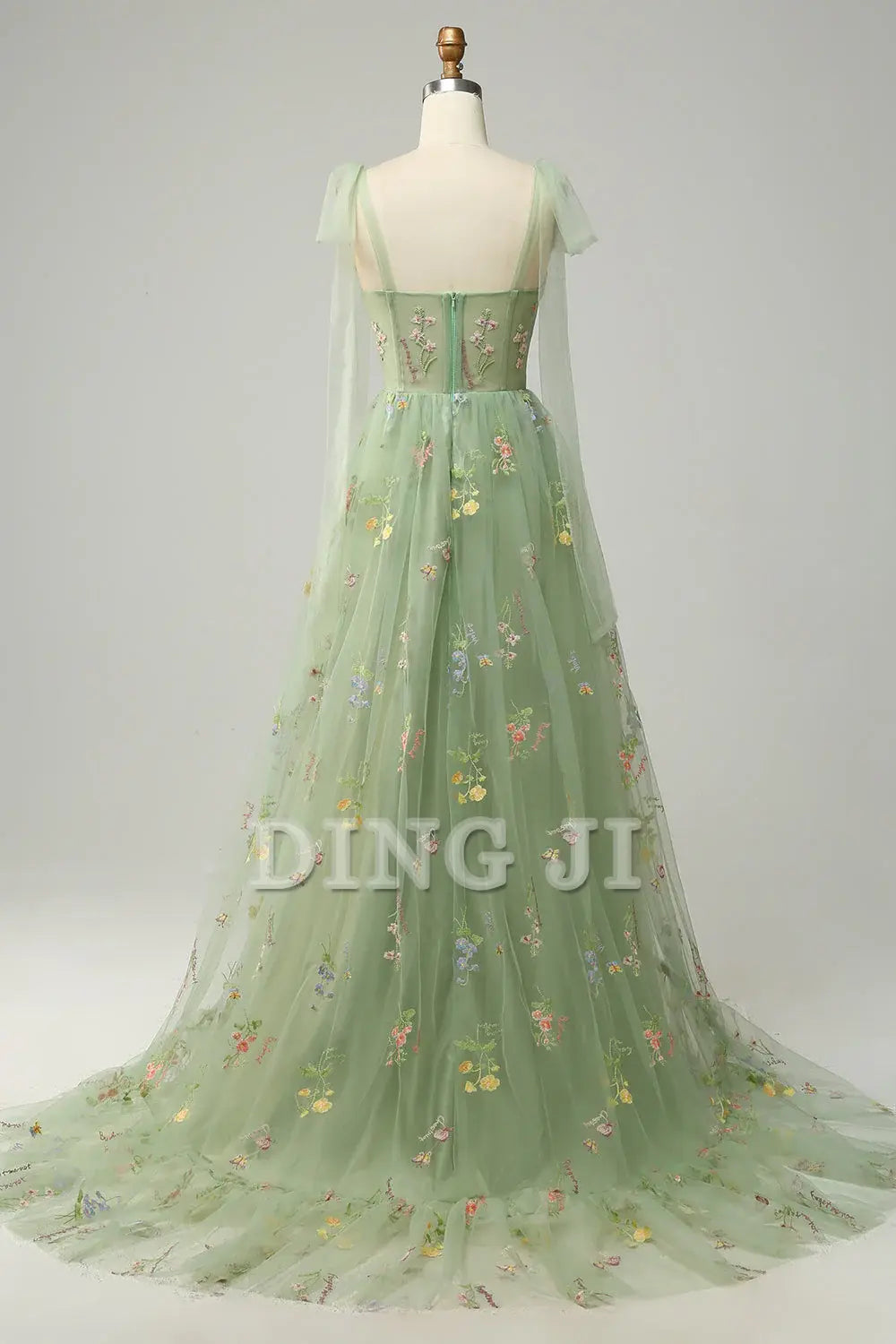 DingJiDress Prom Dress A Line Spaghetti Straps Corset Long Embroidery Formal Women's Dresses Wedding Guests Dresses