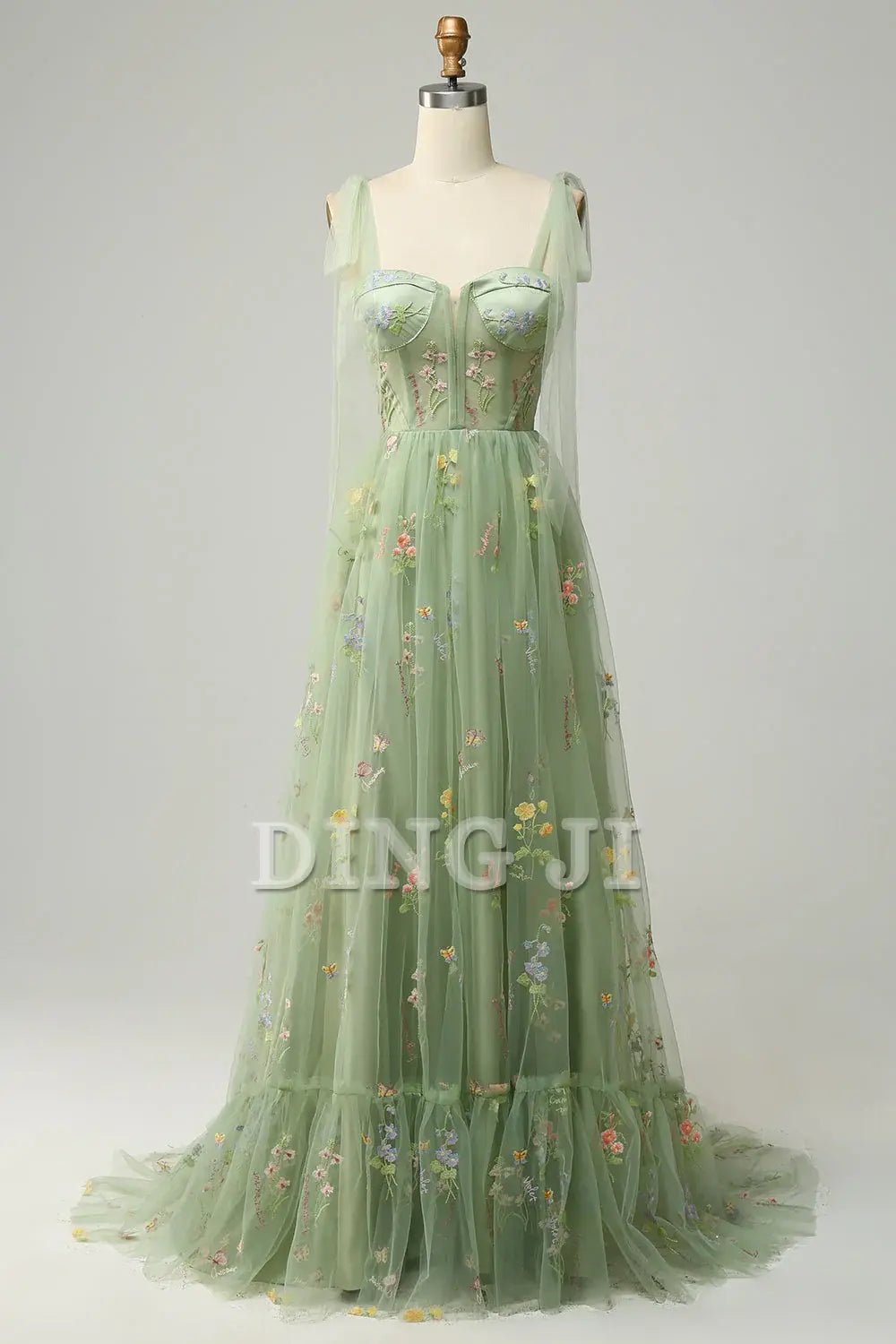 DingJiDress Prom Dress A Line Spaghetti Straps Corset Long Embroidery Formal Women's Dresses Wedding Guests Dresses