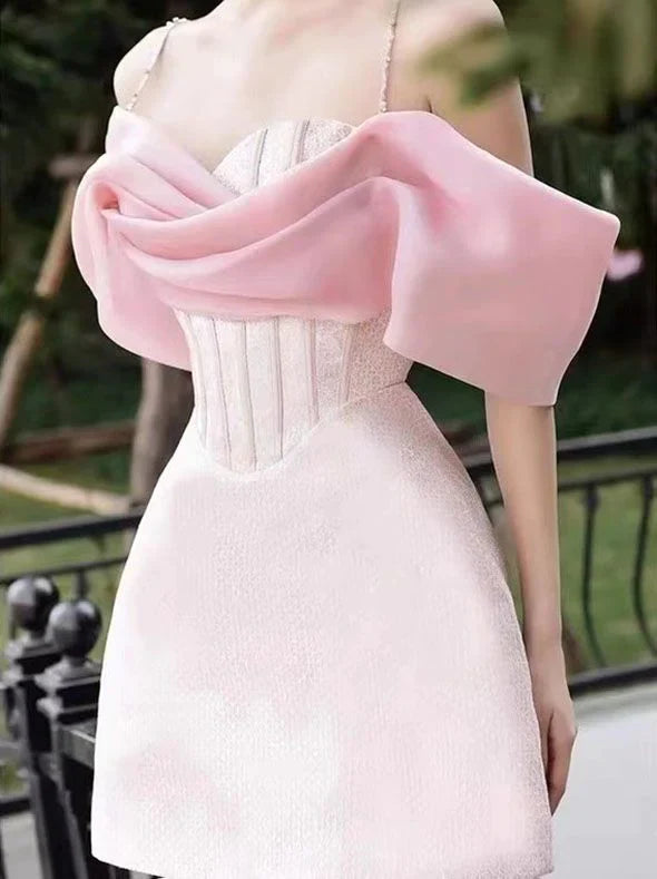 Off shoulder mesh chiffon elegant dress, ball skirt, party dress