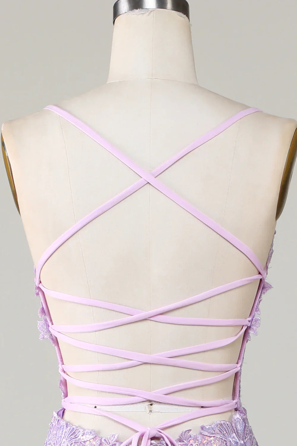 DingJiDress Sparkly Mermaid Spaghetti Straps Purple Corset Prom Dress with Slit