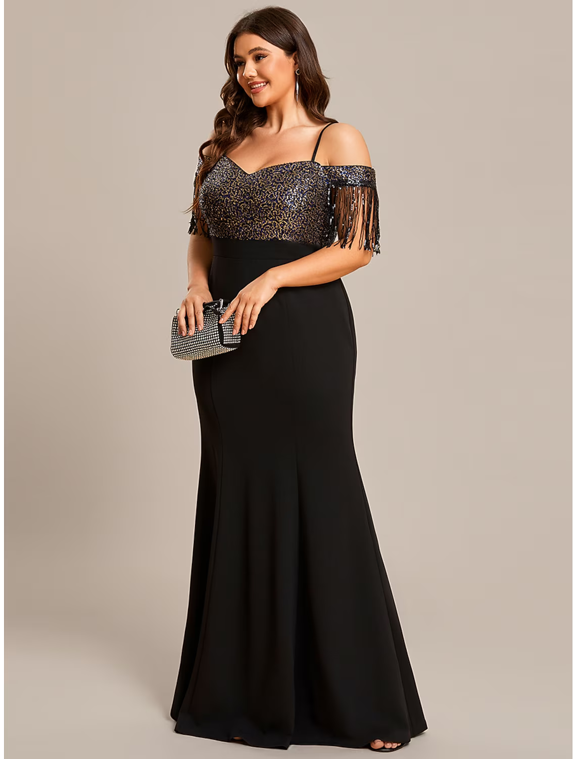 Wedding Guest Dresses Dress Formal Floor Length Short Sleeve Off Shoulder Stretch Fabric with Tassel