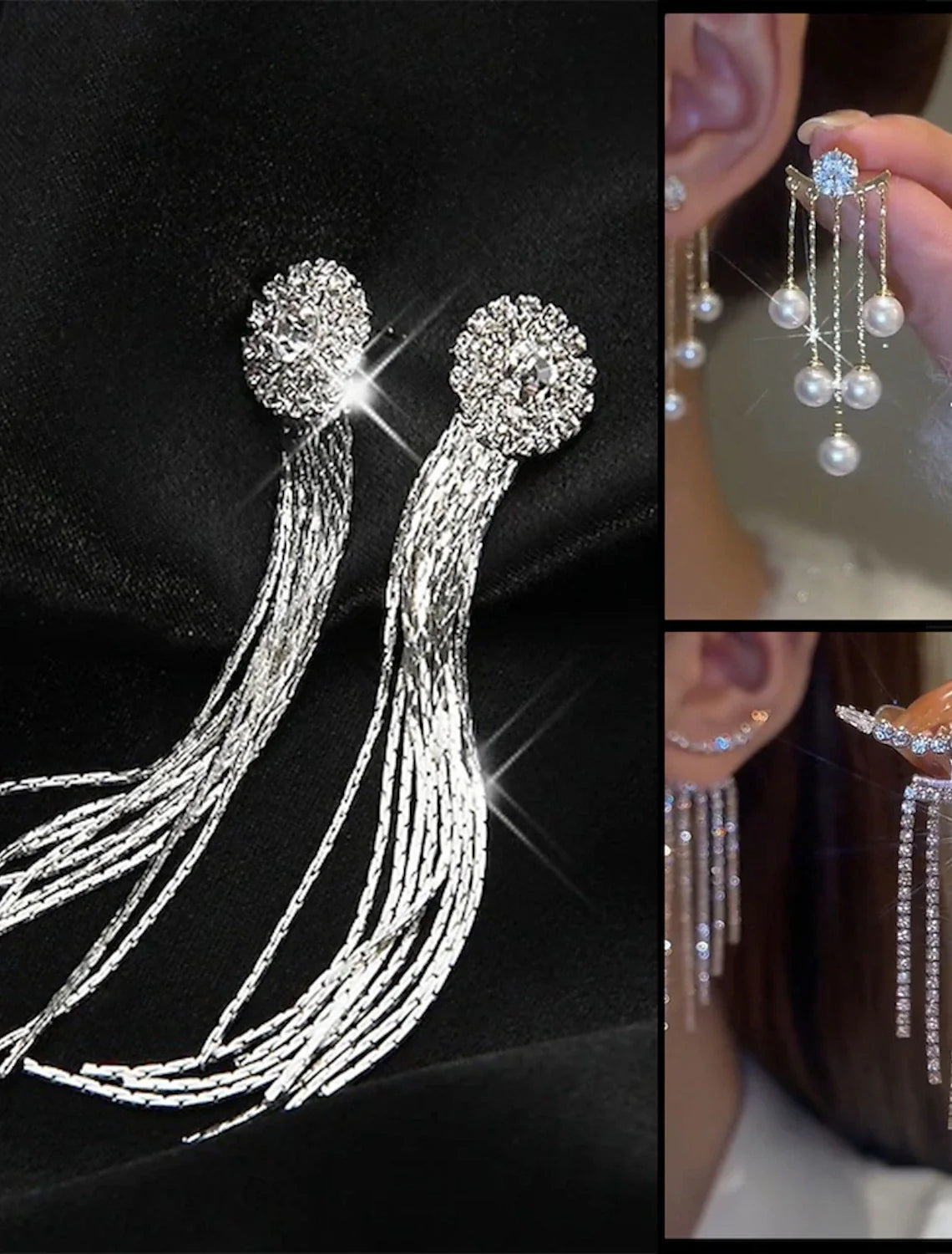 DingJiDress Women¡®s Drop Earrings Fine Jewelry Tassel Cute Stylish Earrings Jewelry White For Wedding Party 3 Pairs