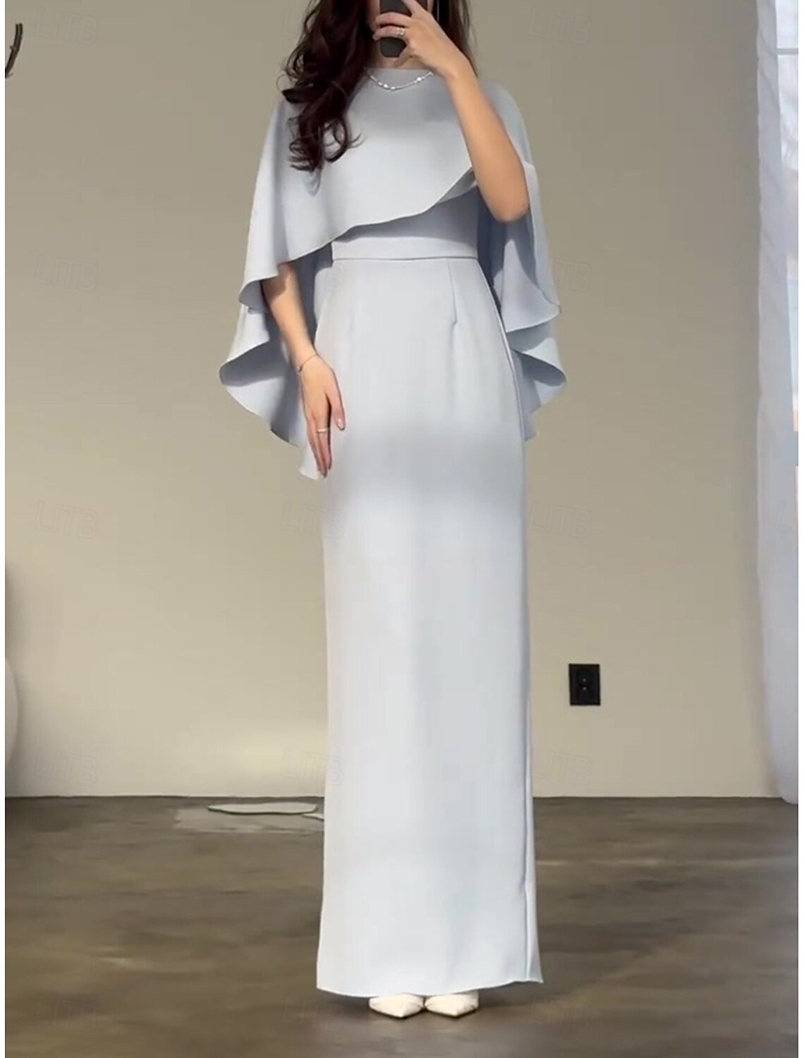 Women's Long Dress Maxi Dress Sheath Dress Elegant Stylish Wedding Party Engagement Regular Fit Solid Color Short Sleeve Crew Neck Sky Blue Summer Spring Fall Winter
