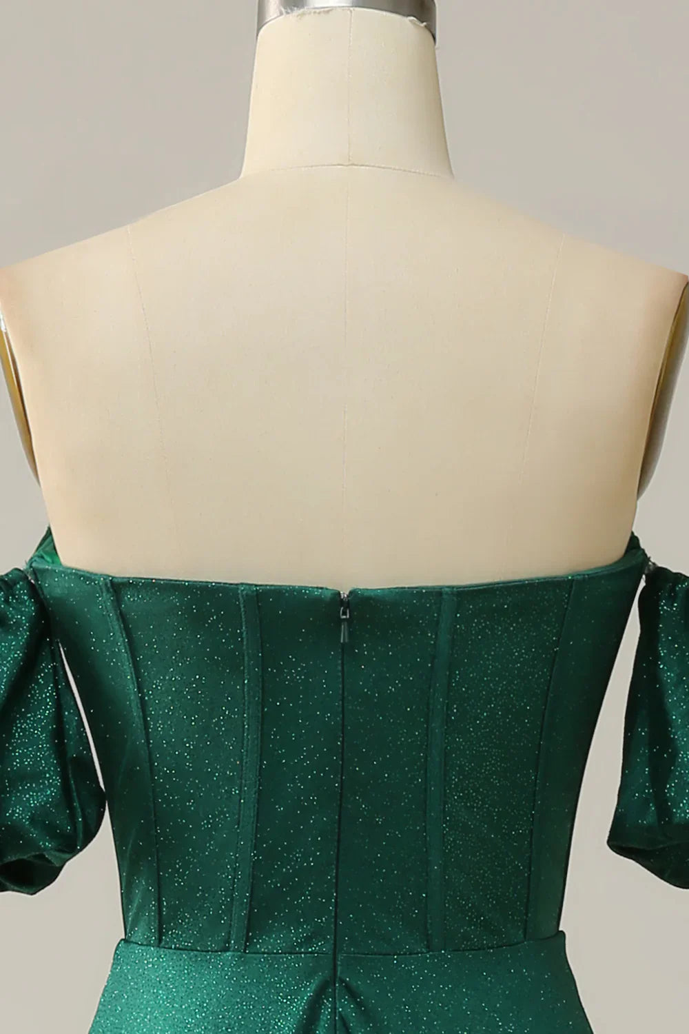 DingJiDress A Line Off the Shoulder Dark Green Long Prom Dress