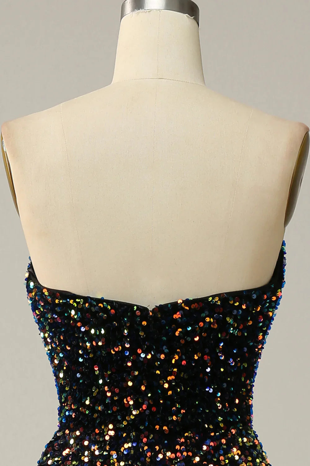 DingJiDress A Line Sweetheart Black Sequins Midi Prom Dress