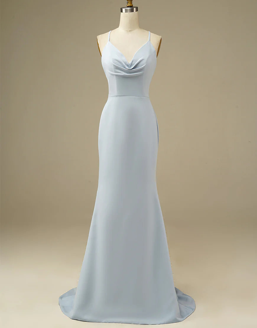 Simple light blue mermaid dance dress