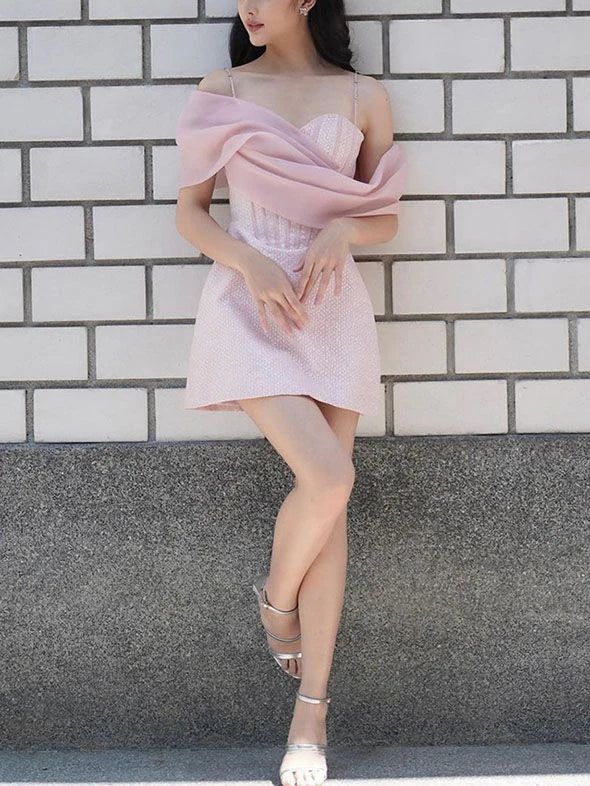 Off shoulder mesh chiffon elegant dress, ball skirt, party dress