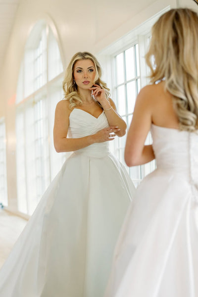 Ball Gown V Neck Heavy Satin Wedding dress