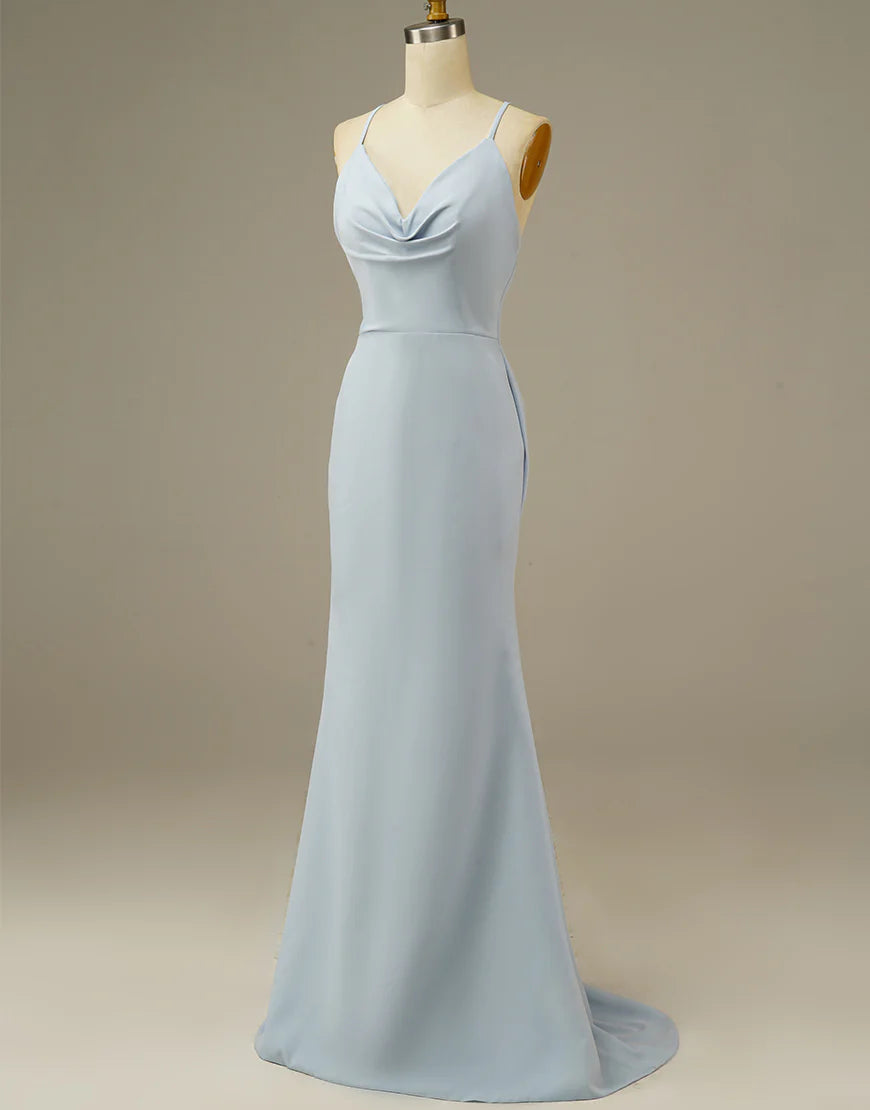 Simple light blue mermaid dance dress