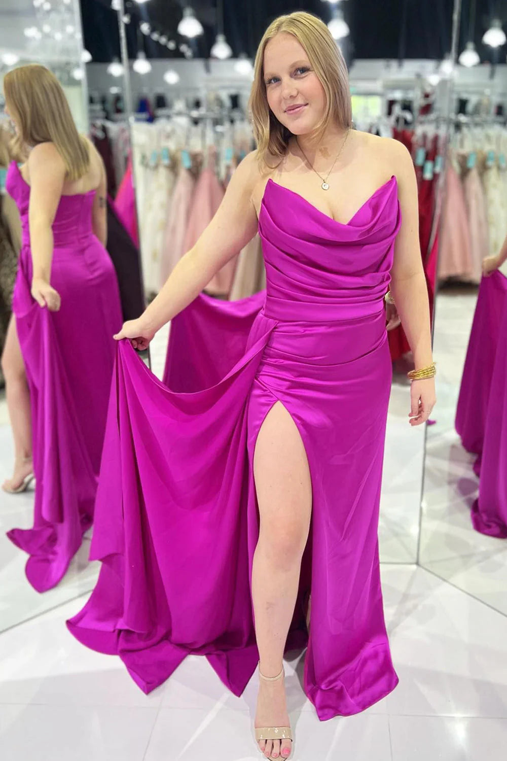 Peacock Green Sheath Sweetheart Long Split Ball Dress